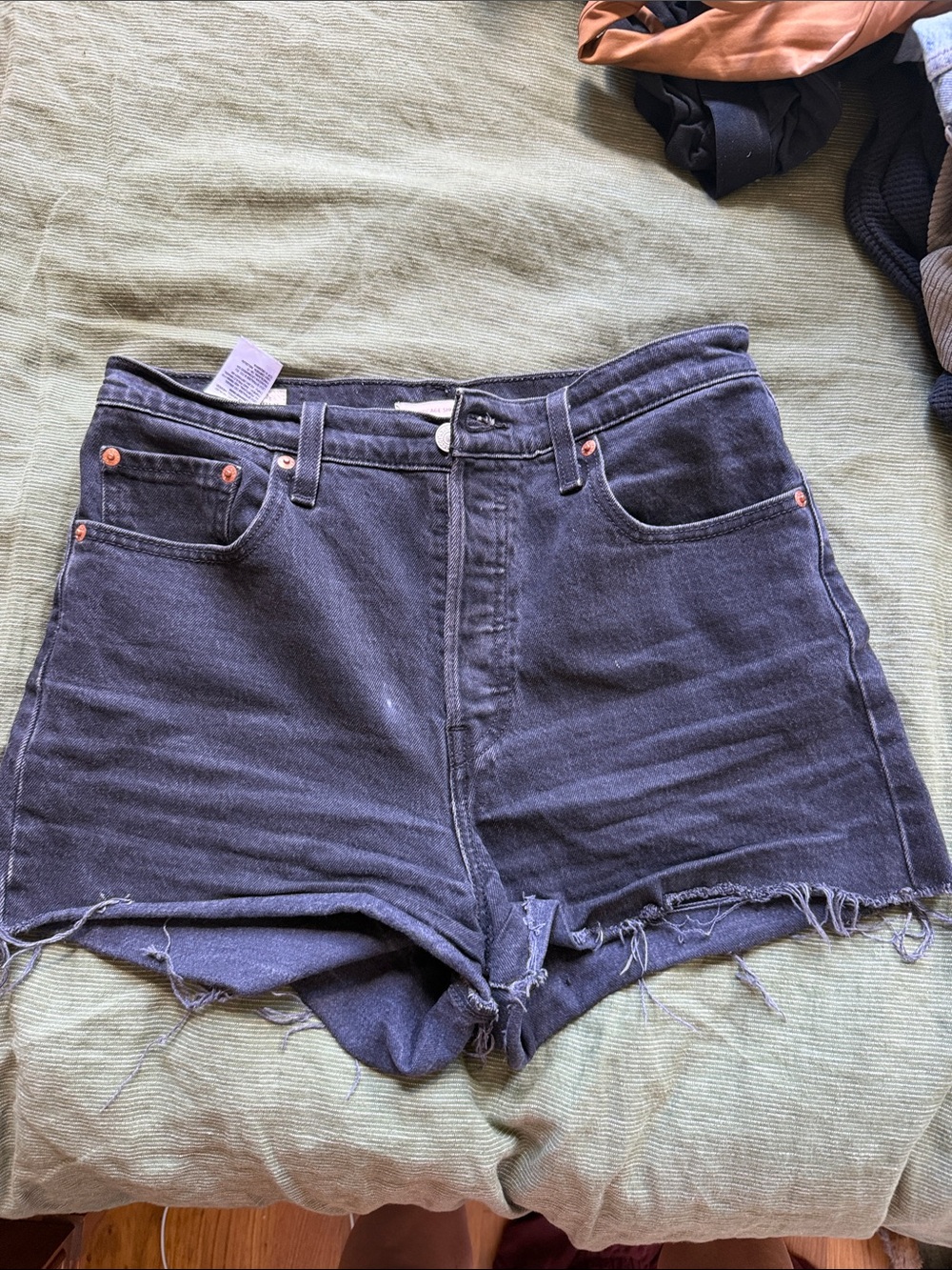 Levi's Ribcage Black High-Rise Denim Shorts